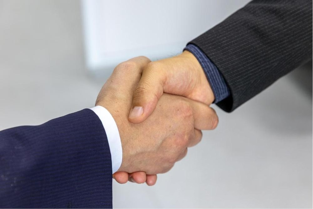 Professionals shaking hands on a deal