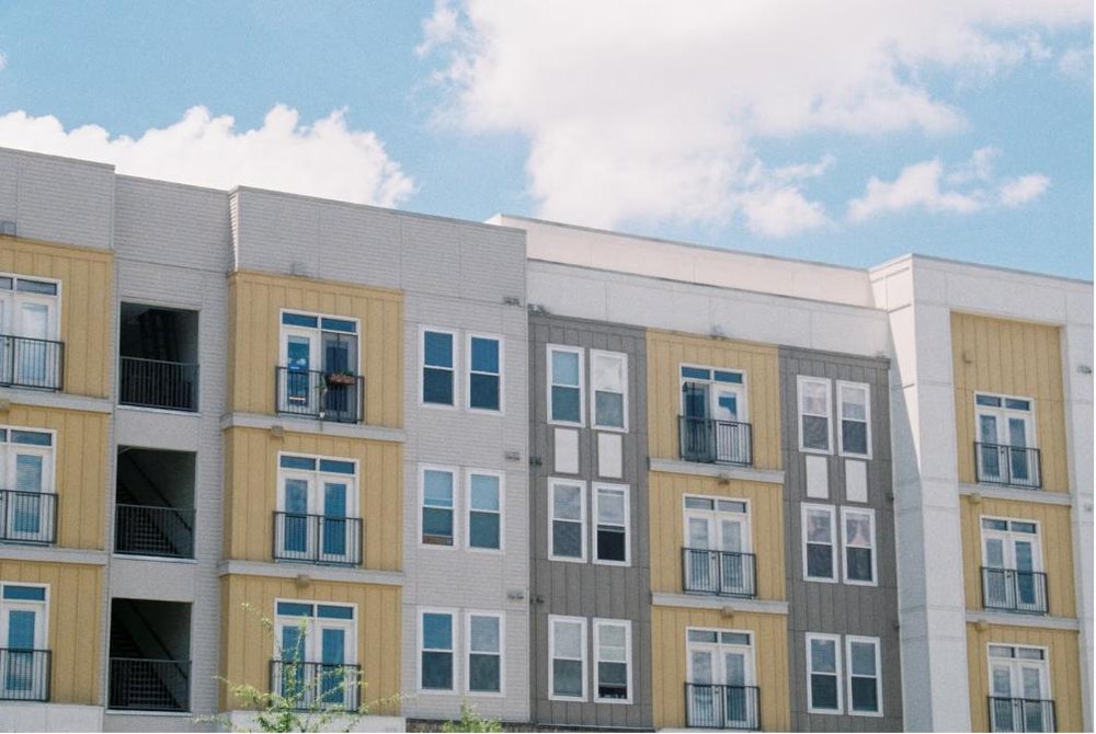 Modern multifamily apartment building